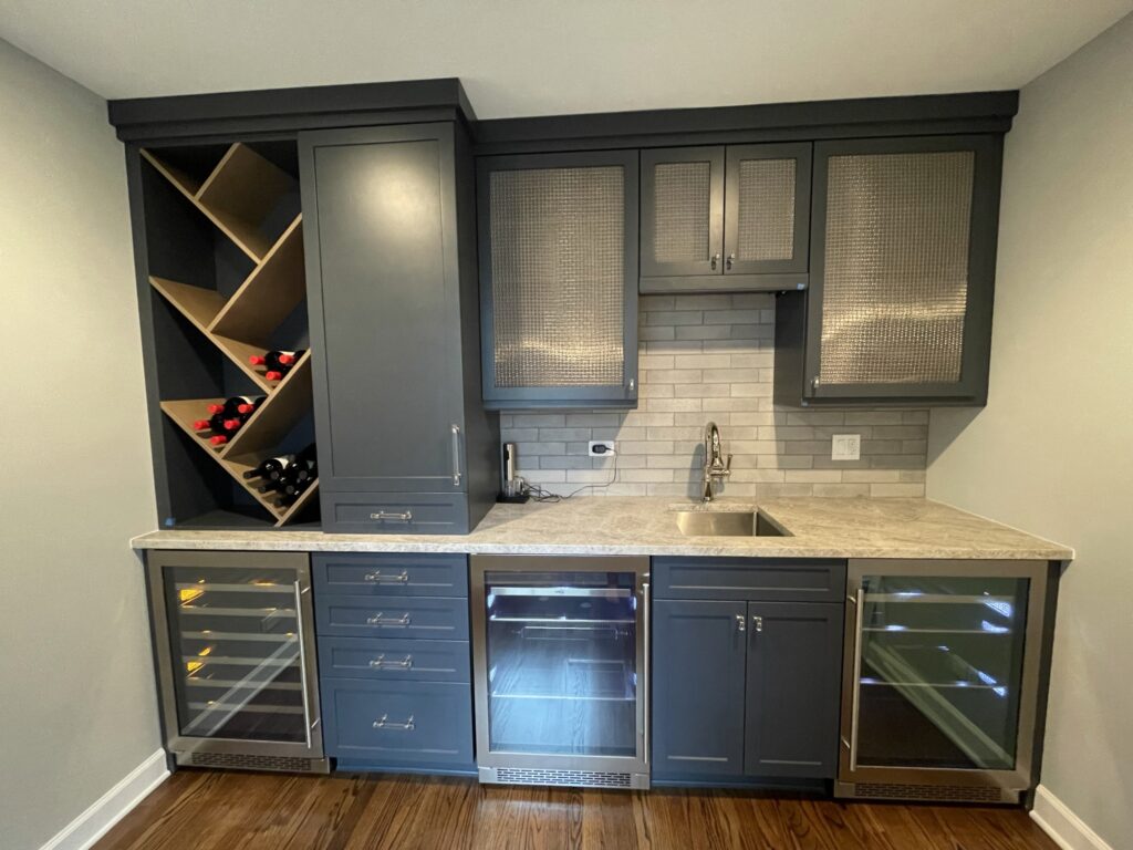 Custom bar and wine storage in a finished living space