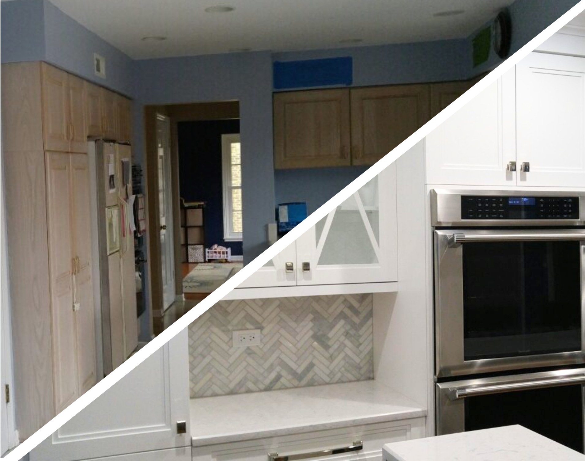 Before and after of a kitchen remodel